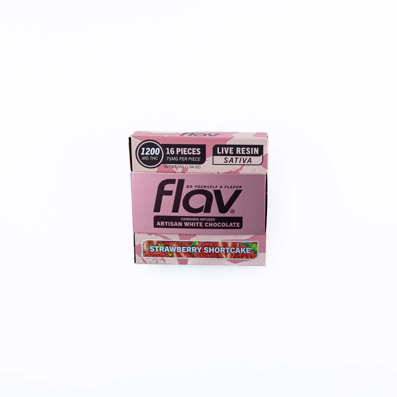 FLAV Strawberry Shortcake Chocolate – Live Resin Artisan White 1200mg FLAV Strawberry Shortcake Chocolate – Live Resin Artisan White 1200mg