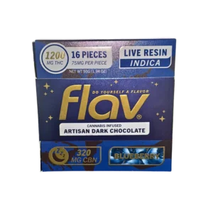 FLAV Blueberry Artisan Dark Chocolate Bar – 1200mg Live Resin