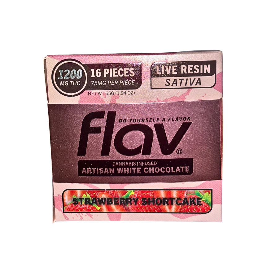 FLAV Strawberry Shortcake Chocolate – Live Resin Artisan White 1200mg FLAV Strawberry Shortcake Chocolate – Live Resin Artisan White 1200mg