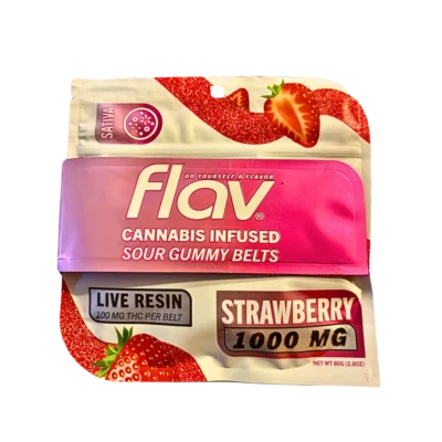 Flav Sour Belt Strawberry Gummy 1000mg THC