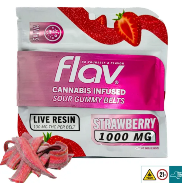 Flav Sour Belt Strawberry Gummy 1000mg THC